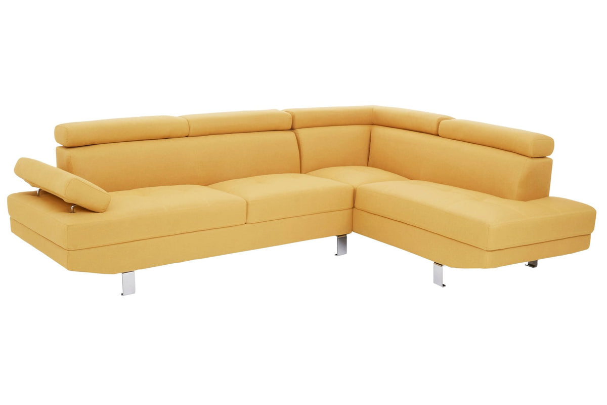 Granada Ochre Linen Corner Sofa with Adjustable Headrests
