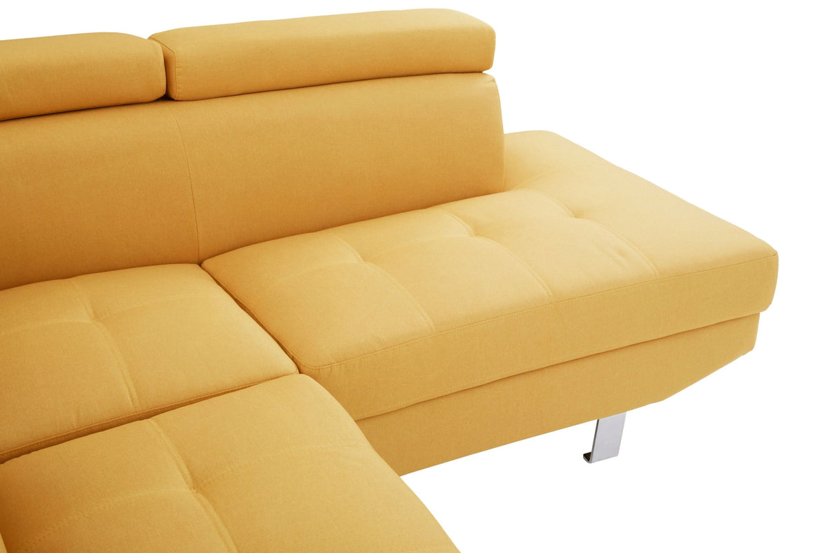 Granada Ochre Linen Corner Sofa with Adjustable Headrests