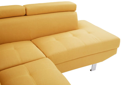 Granada Ochre Linen Corner Sofa with Adjustable Headrests