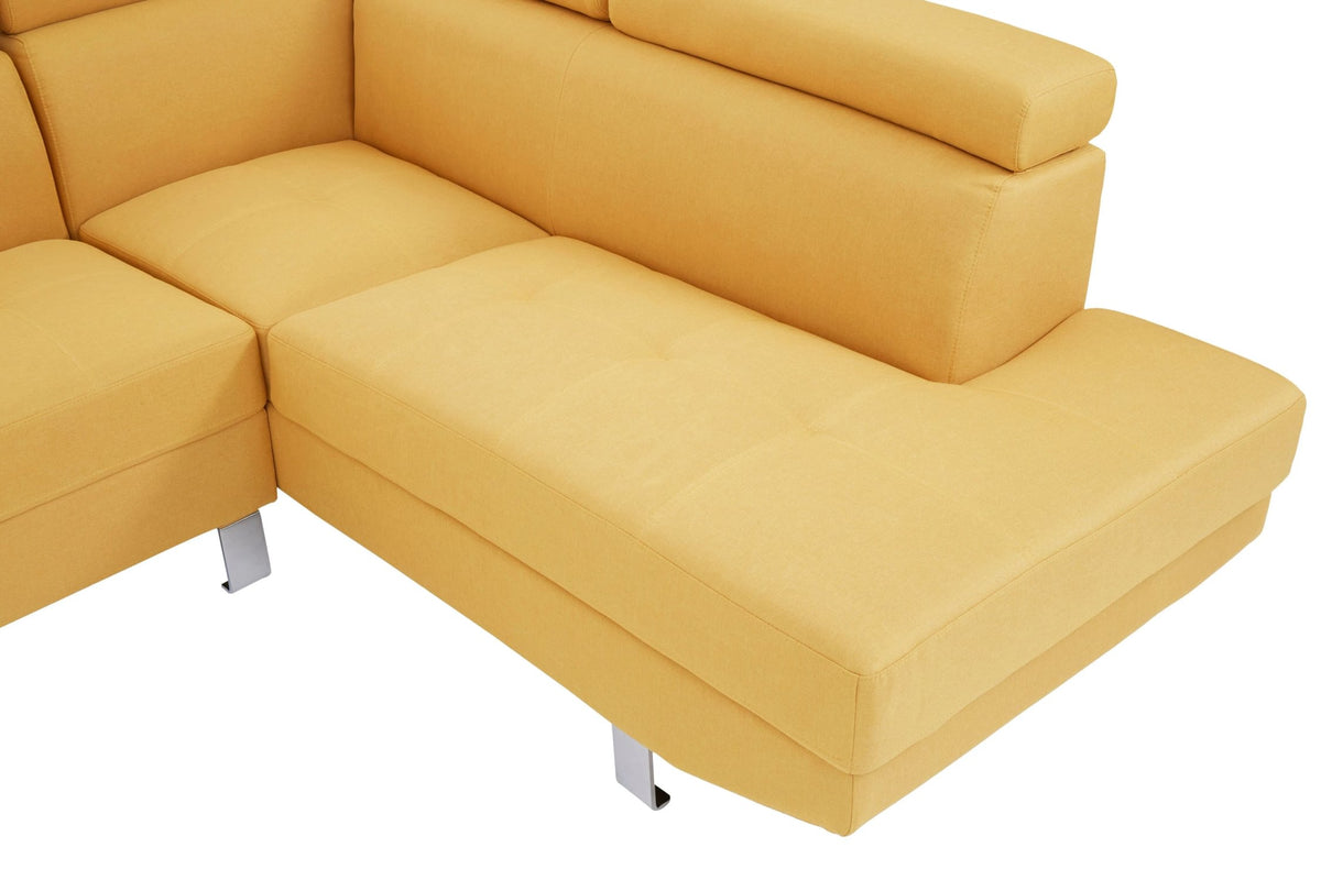 Granada Ochre Linen Corner Sofa with Adjustable Headrests