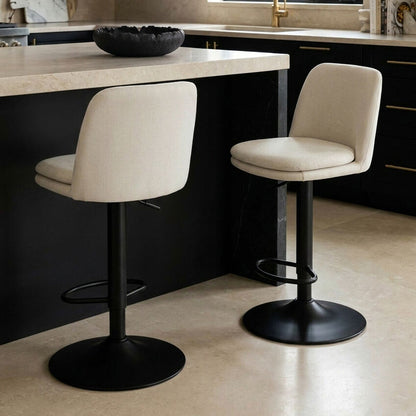 Chichester Set of 2 Textured Fabric Cushioned Bar Chairs 