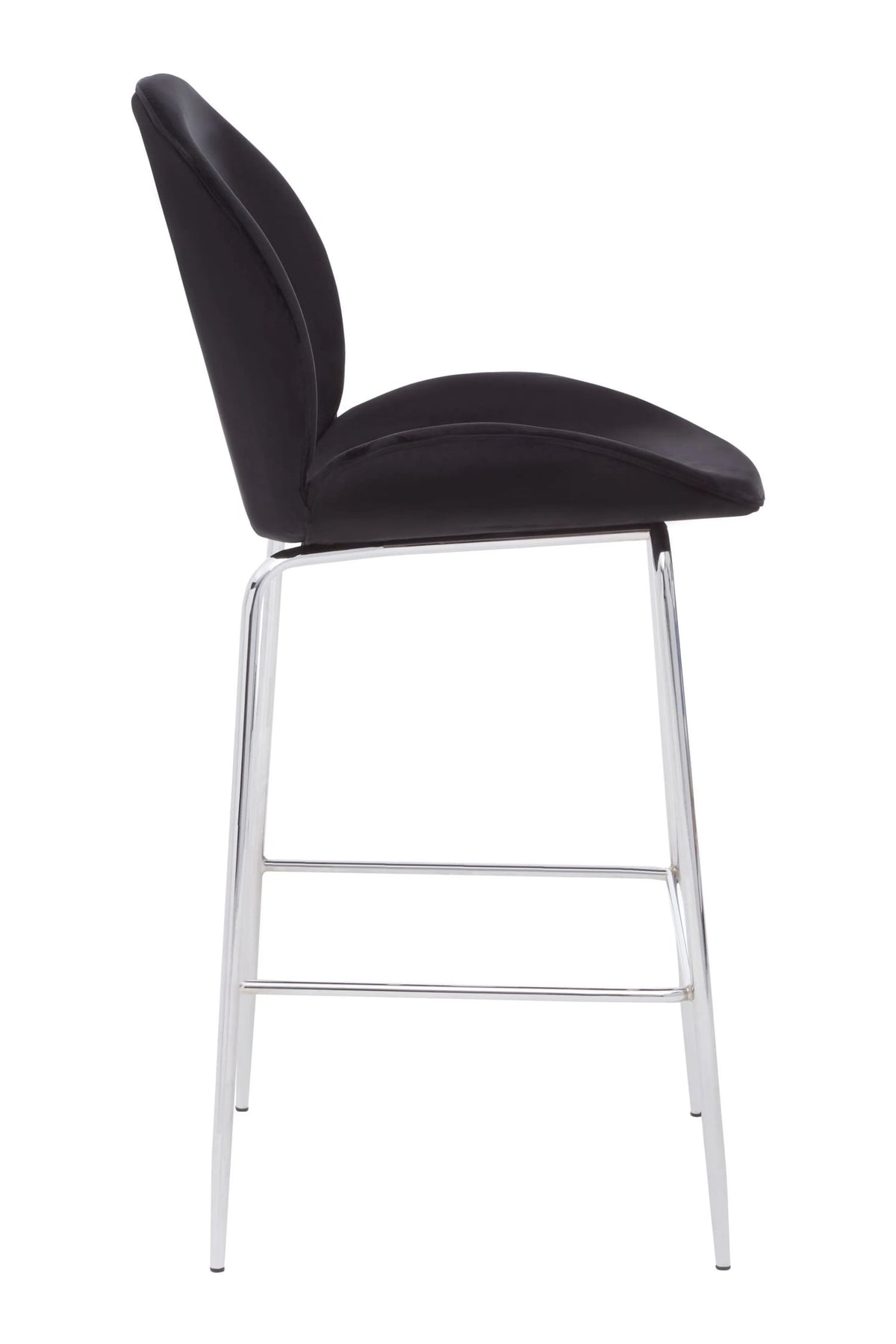 Devon Black Velvet Bar Chair with Chrome Frame