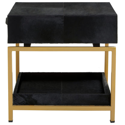 Vienna Hair On Leather Side Table 