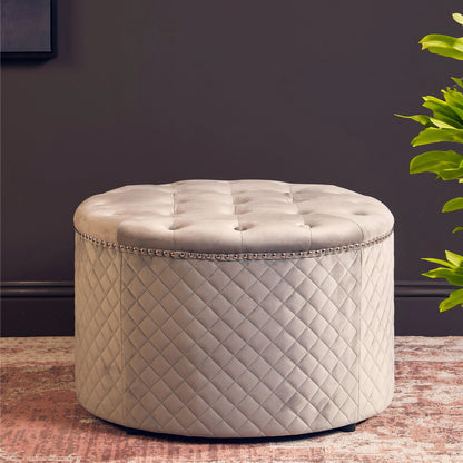 Windsor Round Velvet Ottoman 