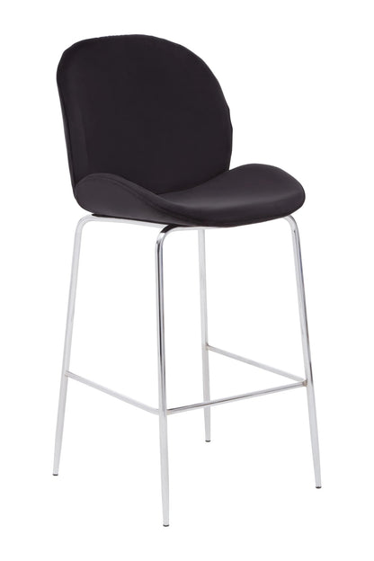 Devon Black Velvet Bar Chair with Chrome Frame