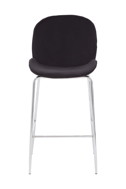 Devon Black Velvet Bar Chair with Chrome Frame