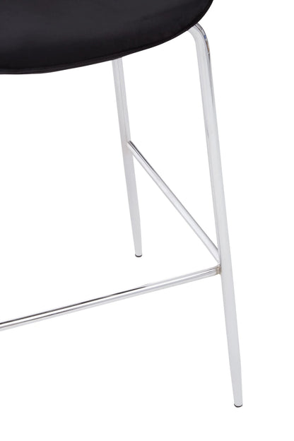 Devon Black Velvet Bar Chair with Chrome Frame