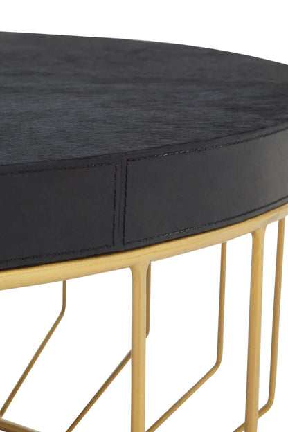 Vienna Hair On Leather Round Coffee Table 