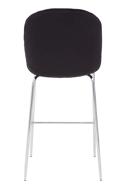 Devon Black Velvet Bar Chair with Chrome Frame